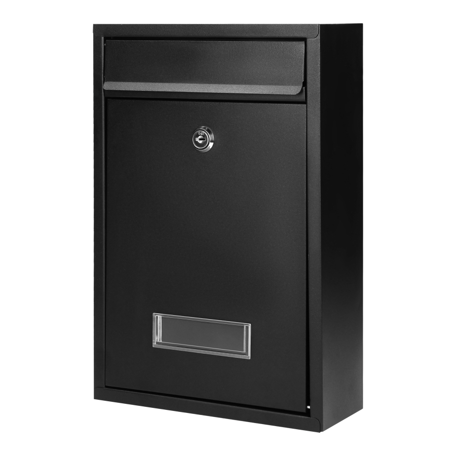 Small BALI mailbox with name plate, galvanized steel, black